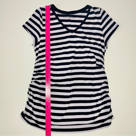 Liz Lange Maternity Blue Striped Short Sleeve Top | Size XXL - Picture 6 of 7